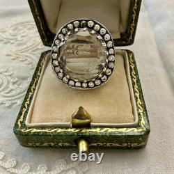 HUGE Hand-Cut TOPAZ, Solid Silver, LARGE ANTIQUE DESIGNER RING