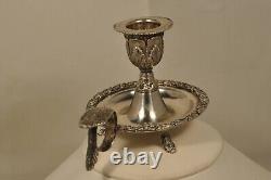 Hand Candlestick Antique Solid Silver Rat Cave Antique Silver