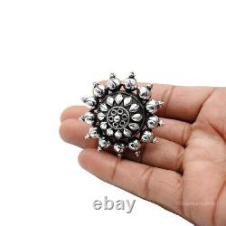 Handmade 925 Sterling Silver Vintage Cocktail Ring Flower Size 10