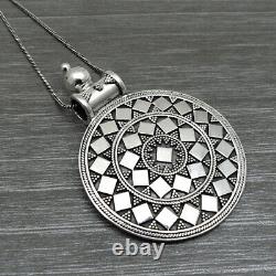 Handmade Indian Jewelry 925 Silver Massive Appearance Old Pendant I96