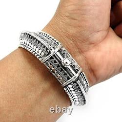 Handmade Indian Jewelry 925 Solid Silver Ancient-Looking Artisan Bracelet D6