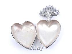 Heart Of Mary Ancient In Solid Silver Reliquary Ex Voto 19th (2)