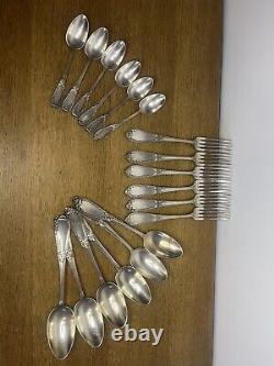 Household of 18 old silver metal cutlery (2 hallmarks)