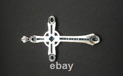 Huge Ancient Cross Massive Silver Hanging Marcassite - Swiss Topaz Of 14ct