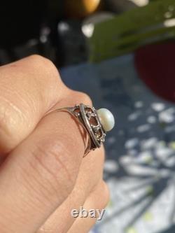 Huge genuine pearl, sterling silver, beautiful antique ring