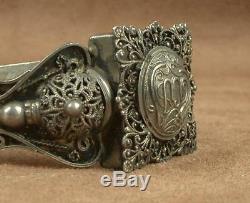 Important Antique Berber Bracelet In Sterling Silver North Africa Poincon Crab