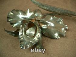 Important Ornament Ancient Flower Iris Silver Massive