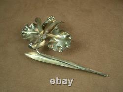 Important Ornament Ancient Flower Iris Silver Massive