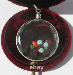 Important Pendant Holder Photo Locket Old Faceted Stones Silver Solid