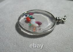 Important Pendant Holder Photo Locket Old Faceted Stones Silver Solid