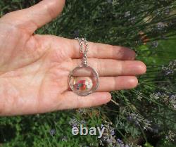 Important Pendant Holder Photo Locket Old Faceted Stones Silver Solid