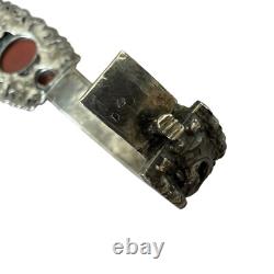 Important vintage solid silver cuff bracelet, 19th century, antique floral