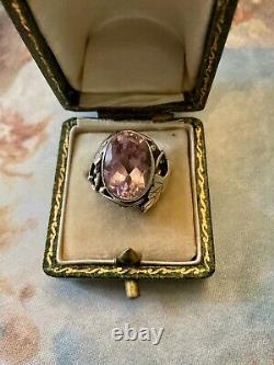 Impressive Pink Topaz, Solid Silver, Beautiful Antique Handcrafted Ring