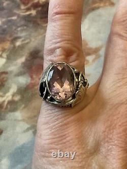 Impressive Pink Topaz, Solid Silver, Beautiful Antique Handcrafted Ring