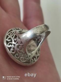 Impressive antique hammered solid silver ring