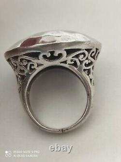 Impressive antique hammered solid silver ring