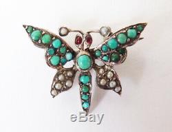 Insect Brooch Silver Butterfly Turquoise Jewelry + Old Silver Brooch
