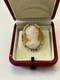 Italian Cameo Antique Brooch Sterling Silver 800 Marcasites Art Deco