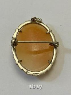 Italian cameo antique brooch Sterling Silver 800 Marcasites Art Deco