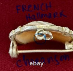 Italian cameo antique brooch Sterling Silver 800 Marcasites Art Deco