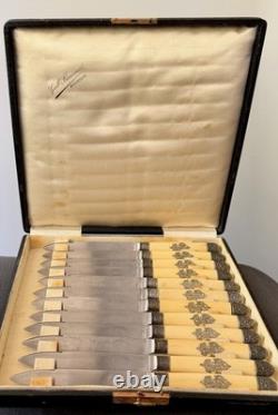 Jules PIAULT Paris, Antique Solid Silver and Steel Knife Service, 19th Century