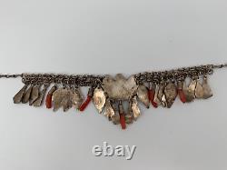 Kabyle Berbere Necklace Old Silver Massif 49 Grams Corals W819