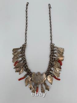 Kabyle Berbere Necklace Old Silver Massif 49 Grams Corals W819