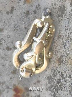 Key, Old Hook for Pocket Watch Chain / Chatelaine / Silver Plated Gold