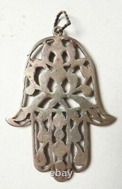 Khamsa Hand Pendant Fatma Silver And Diamond Ancient Silver Diamond