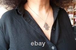 Khamsa Hand Pendant Of Fatma Solid Gold And Silver - Ancient Gold Jewel Diamond