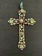 Large 19th Century Antique Solid Silver Pectoral Cross With Stones