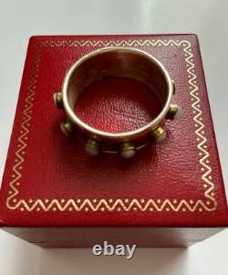 Large Antique Movable Band Ring, Genuine Pearl, Silver, Vermeil