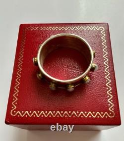 Large Antique Movable Band Ring, Genuine Pearl, Silver, Vermeil