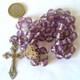 Large Antique Rosary In Solid Silver With Colored Glass Beads