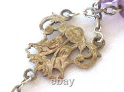Large Antique Rosary in Solid Silver with Colored Glass Beads