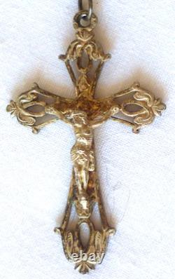 Large Antique Rosary in Solid Silver with Colored Glass Beads