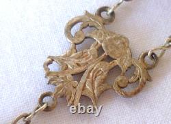 Large Antique Rosary in Solid Silver with Colored Glass Beads