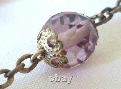 Large Antique Rosary in Solid Silver with Colored Glass Beads