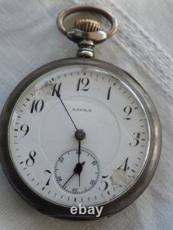 Large Antique Silver Pocket Watch Havila