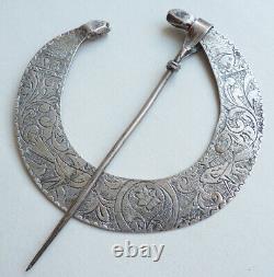 Large Ethnic Silver Fibula Jewelry from Ancient Tunisia Maghreb