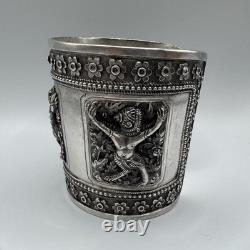 Large Old Indochina Silver Cuff Bracelet