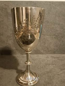 Large Solid Silver Chalice LONDON Antique 19th Century