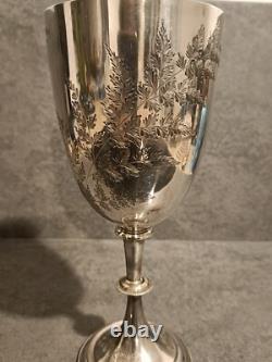 Large Solid Silver Chalice LONDON Antique 19th Century
