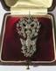 Large Antique Holy Spirit Pendant With Rhine Stones, Solid Silver, Normandy, 19th Century