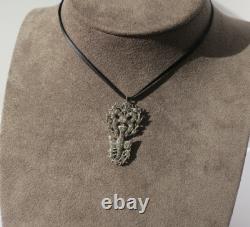 Large antique Holy Spirit pendant with Rhine stones, solid silver, Normandy, 19th century