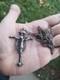 Large Antique Pectoral Cross Crucifix Silver With Its Chain, Reliquary