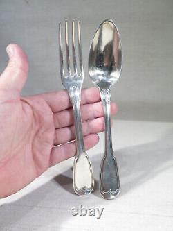 Laurent Labbe Antique Silver Plated Tableware Model Fillet Minerva Cutlery Set