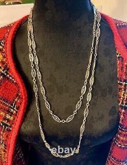 Long silver necklace with large links 150 cm