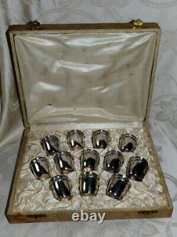 Lot 12 Anciennes Petits Gobellets Argent Massif Minerve Avec Ecrin Box Box