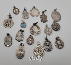 Lot 17 Small Antique Religious Medals Solid Silver #F8